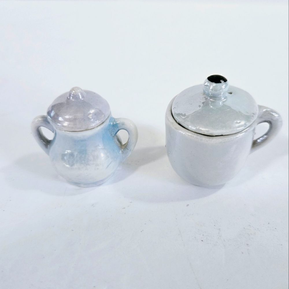 Vintage Blue Lusterware Iridescent Opalescent Ceramic Dollhouse Mini Creamer Tea